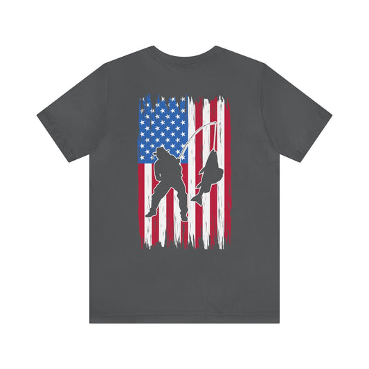 American Flag "Big Catch" Unisex Jersey Short Sleeve Tee - Premium T-Shirt from Printify - Just $24.99! Shop now at JAC’D